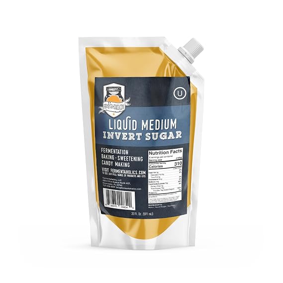 Fermentaholics Liquid Invert Sugar Syrup - Great For Fermentation, Baking, Sweetening, Candy Making, Ice Cream - 20 fl oz - Ferment Hard Seltzer - Inverted Sugar Syrup Resealable Easy Pour Spout (1)