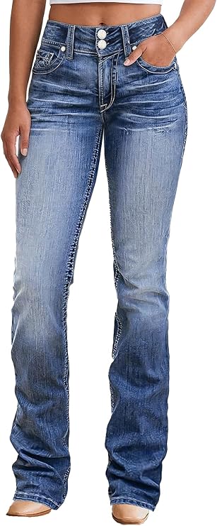 Flamingals High Waist Boot Cut Jeans for Women Flare Denim Pants