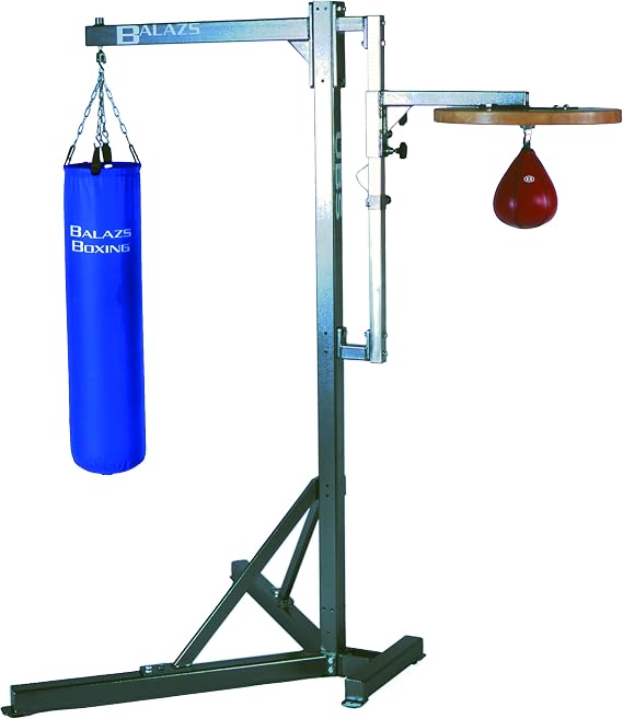 Balazs 2-Station Universal Boxing Stand | Heavy Bag & Speed Bag Stand | Made in USA | 300 lb Capacity | Freestanding | No Wall Mount Needed | Home & Commercial Gym
