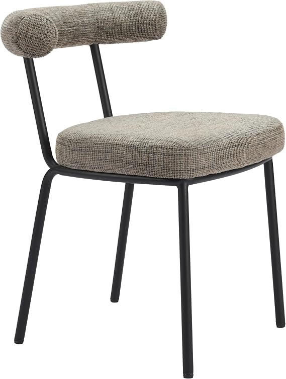 Zuo Kede Dining Chair (Set of 2) Green Tweed, Green Dining Chair, Soft Chenille Fabric, Steel, Indoor Dining, 22.4" W x 22.8" D x 29.9" H