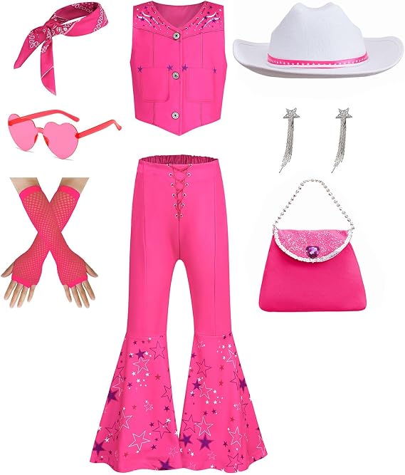 Cow Girls Costume with Accessory Halloween Carnival Apparel Role Play Party Movie Cosplay Clothing 7PCS Set