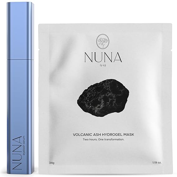 NUNA 2-in-1 Eyelash Growth Support Serum, 6 ml + Volcanic Ash Hydrogel Face Masks, 7 Sheets