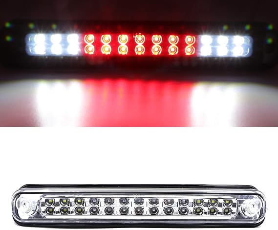 Youxmoto LED 3rd Third Brake Light Fit For Chevy Silverado | GMC Sierra | C/K | Sierra 1988-1998 High Mount Stop Light Cargo Light Replacement (Chrome Housing/Clear Lens)