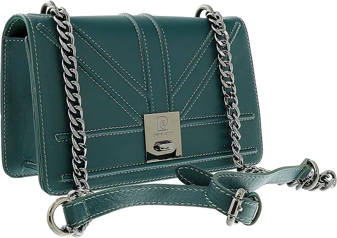 Pierre Cardin Teal Leather Large Structured Shoulder Bag