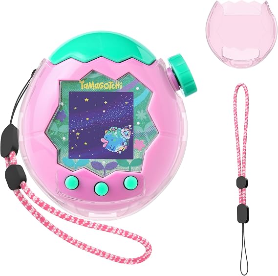 for Tamagotchi Paradise Clear Case with Lanyard, Body and Screen Guard for Tamagotchi Paradise Accessories,Transparent Hard Display Box Ideal for DIY Fans and Collectors (No Device/Film)