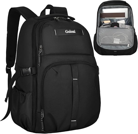 Goloni Airline Approved Travel Backpack 35L - Under Seat Carry On, Water Resistant 15.6 Inch Laptop Compartment for Men Women Work Travel,Black