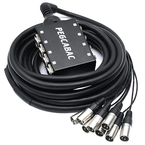 8 Channel XLR Snake Cable, Low Profile XLR Send Sub Stage Box 50FT