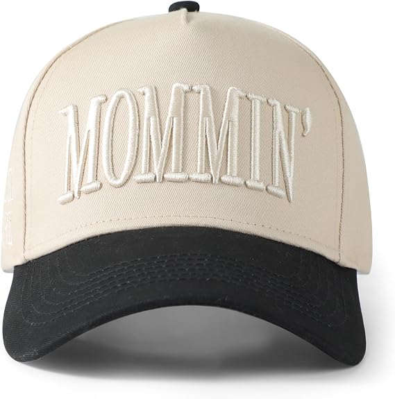 Mommin Trucker Hat, Embroidered Vintage Two Tone Ponytail Baseball Cap