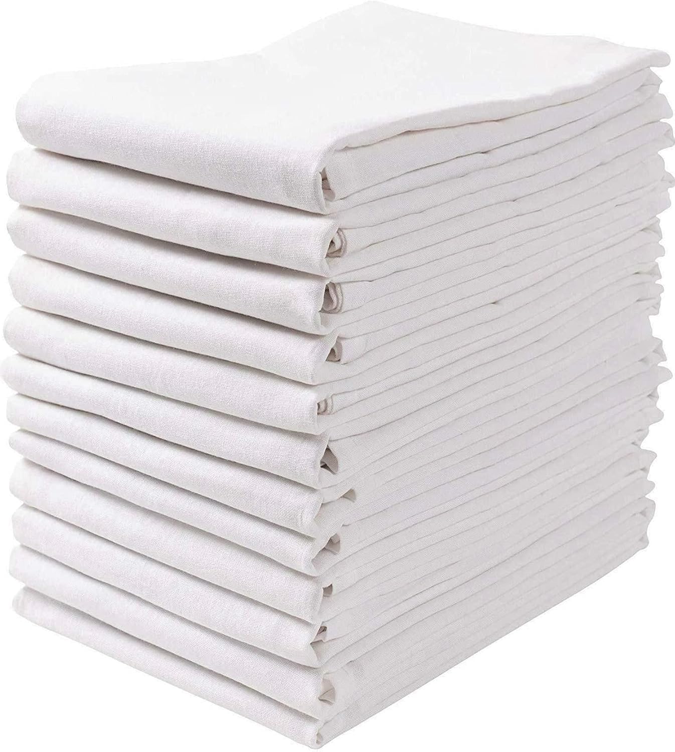 Flour Sack Kitchen Dish Towels - Lint Free Soft 100% Ring Spun Cotton - Large 28x28 - White
