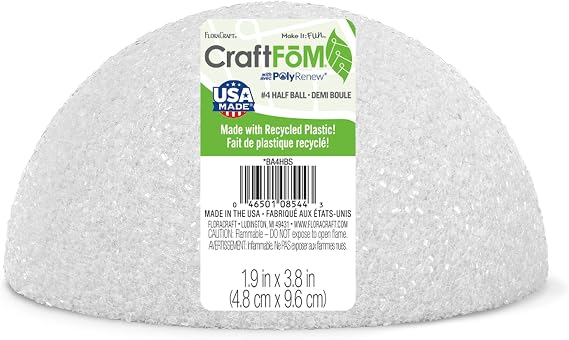 FloraCraft CraftFoM Half Ball 1.9 Inch x 3.8 Inch White