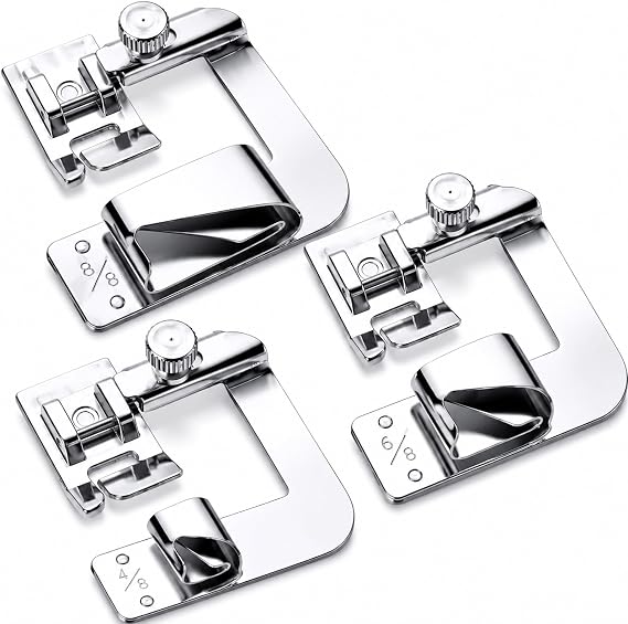 3Sizes Rolled Hem Presser Foot Set 1/2 3/4 1 Inch for Brother Singer Sew