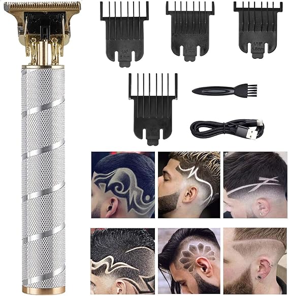Professional Hair Clippers for Men Women Cordless Rechargeable Hair Trimmer Metal Body Cutting Grooming Kit Beard Shaver Barbershop (Silver Thread)