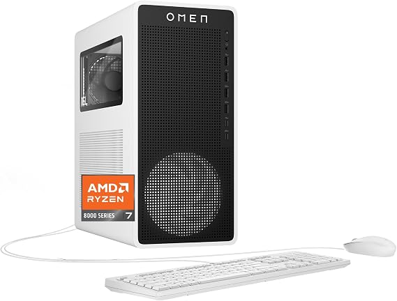 HP OMEN 16L Gaming Desktop PC, AMD Ryzen 7 8700G, 32 GB RAM, 1 TB SSD, NVIDIA GeForce RTX 5060 Ti, Windows 11 Home, Microsoft Copilot, Panda Metal, TG03-0030 (2025)