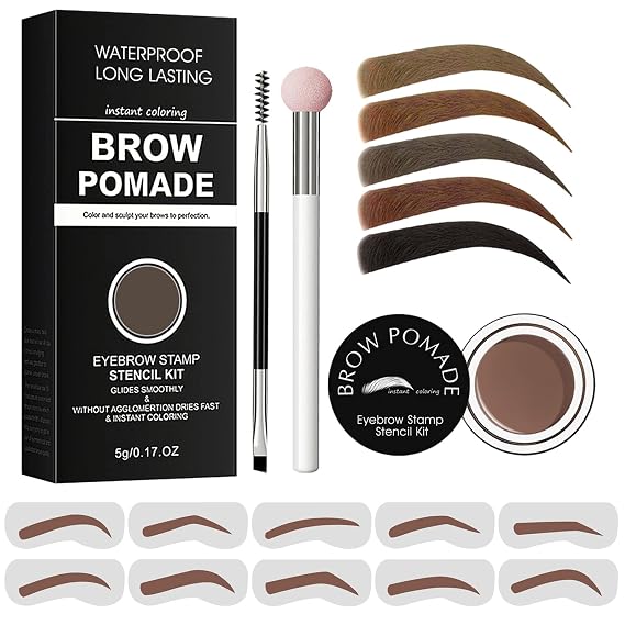 Eyebrow Stamp Stencil Kit - for Waterproof Eyebrows Makeup (Chocolate)