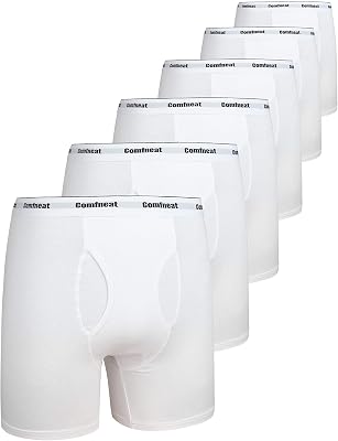Comfneat Mens 6-Pack Boxer Briefs Soft Breathable Underwear S-XXL Open Fly