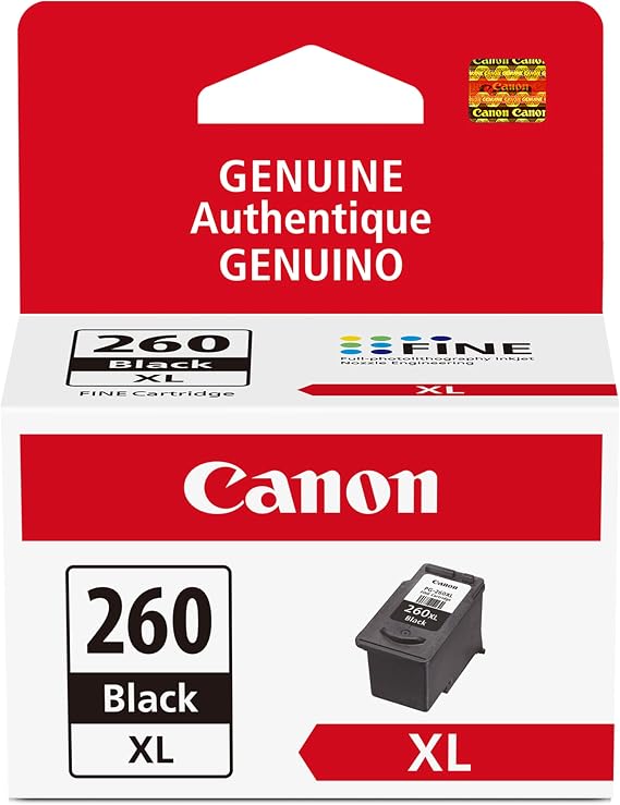 Canon PG-260 XL Genuine Black Ink Cartridge, Compatible with TS5320/6420/6420a,TR7020/7020a