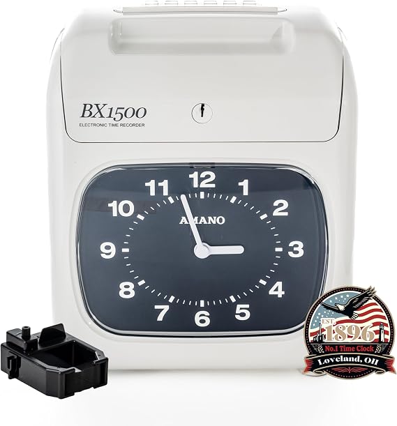 Amano Professional Time Clock: Quartz Accuracy, Effortless Operation, Clear Printing, Perpetual Calendar, and Multiple Pay Period Options (BX-1500)