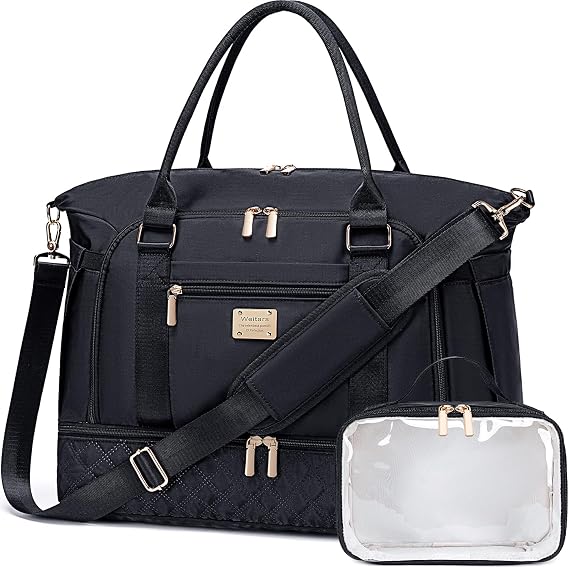 Weitars Gym Duffel Bag - Women's Travel Weekender with Shoes Compartment & Wet Pocket - Large Carry On