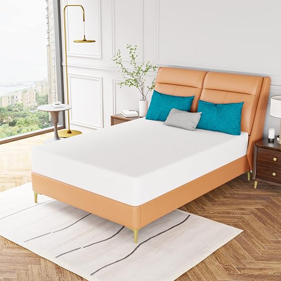 PayLessHere | 10 Inch Full Mattress | White | Green Tea Gel Memory Foam
