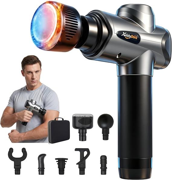 Deep Tissue Massage Gun, Portable Muscle Massager | Heat & Cold