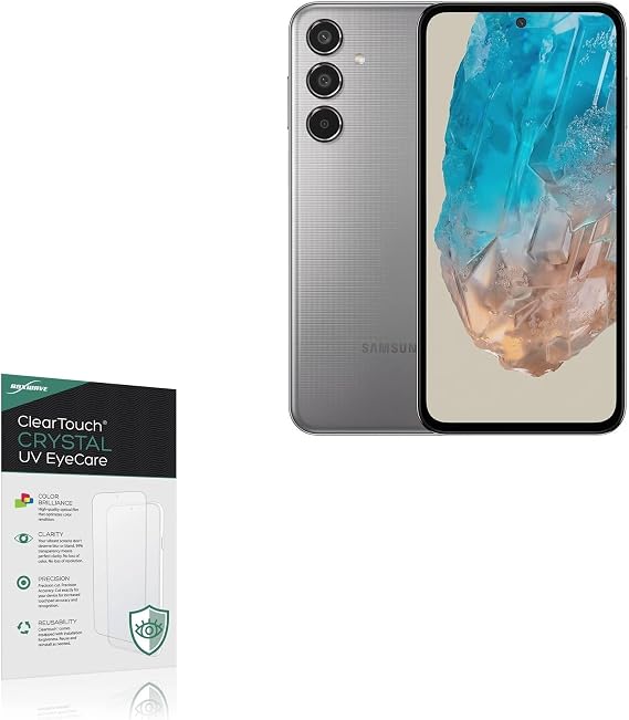 BoxWave Screen Protector Compatible with Samsung Galaxy M35 - ClearTouch Crystal Anti-UV EyeCare (2-Pack), Filters Out Harmful Blue Light Reduce Fatigue