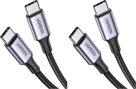 UGREEN USB Type C Cable PD Compatible 100W/5A Ultra Fast Charging USB C to USB C Disconnect Prevention, Compatible with iphone17/16/15 Series, MacBook Pro, Matebook, iPad, Xperia, Galaxy and other