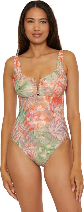 Becca Women's Coral Reef One Piece Swimsuit, Adjustable, Bathing Suits for Women