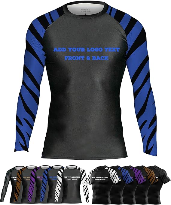 Customized Design Men's BJJ Zebra Stripe Rash Guard - Ranked No Gi Jiu Jitsu Top Shirt
