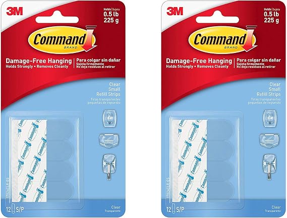 Command Small Refill Strips R69D, 24 Strips, Clear,