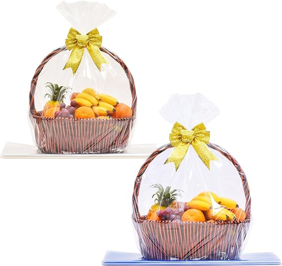 LazyMe Large Shrink Wrap Bags Cellophane Bags for Gift Baskets,40x47inch 5 Pcs and 32x40inch 10 Pcs, Easter Baskets Bags