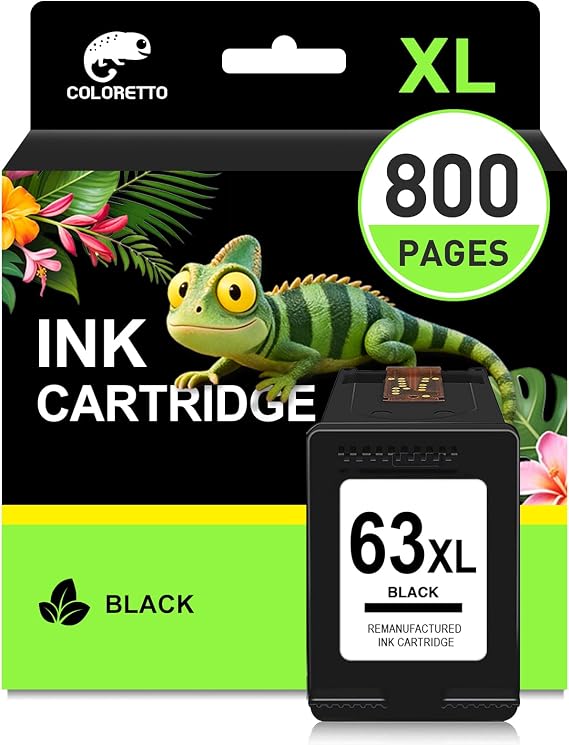 COLORETTO 63XL Black Ink Cartridge Replacement for HP 63xl Black Ink