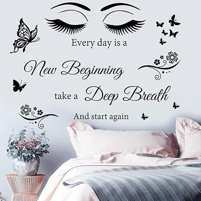 Vinyl Quotes Stickers - Every Day is A New Beginning Inspirational Wall Art Sticker Positive Quotes Wall Decals for Living Room, Bedroom, Classroom, Office, Studio, School, Teen Dorm Room