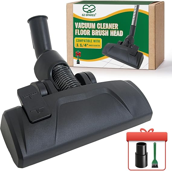 EZ SPARES 32/35mm 2-in-1 Floor Brush, Swivel Head with Wheels, Black | Dual-surface tool flips from hardwood to carpet fast. Swivel neck glides around legs and corners. Fits most vacuum.