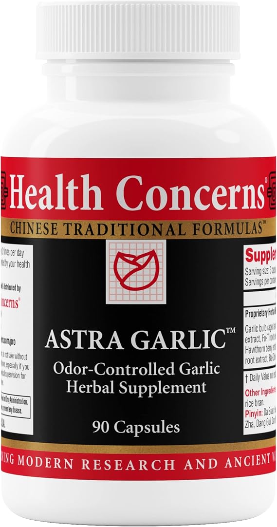 Health Concerns Astra Garlic Heart Health & Circulation Support Garlic, Reishi, Astragalus & Fo-Ti Supplement Blood Flow & Immune Formula Chinese Herbal Blend 90 Capsules