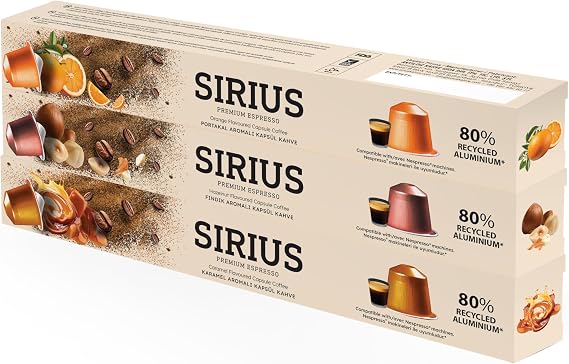 Sirius Premium Aromalı Kapsül Kahve 3'lü Set (Karamel-Fındık-Portakal)