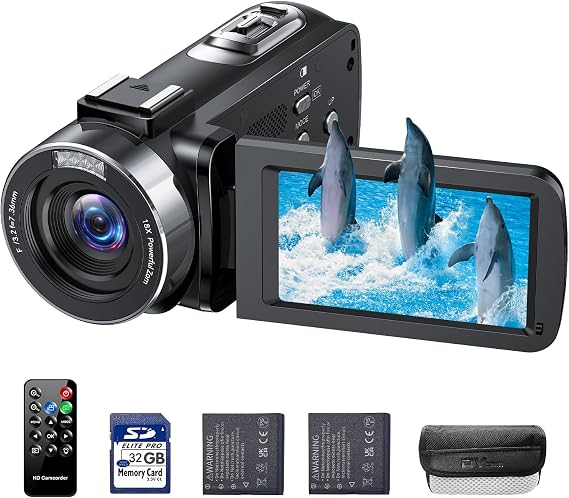4K Video Camera Camcorder 42MP Vlogging Camera for YouTube with 3 270 Rotation Screen, 18X Digital Zoom Cam Corder, 2 Rechargeable Batteries, 32GB SD Card & Remote Control