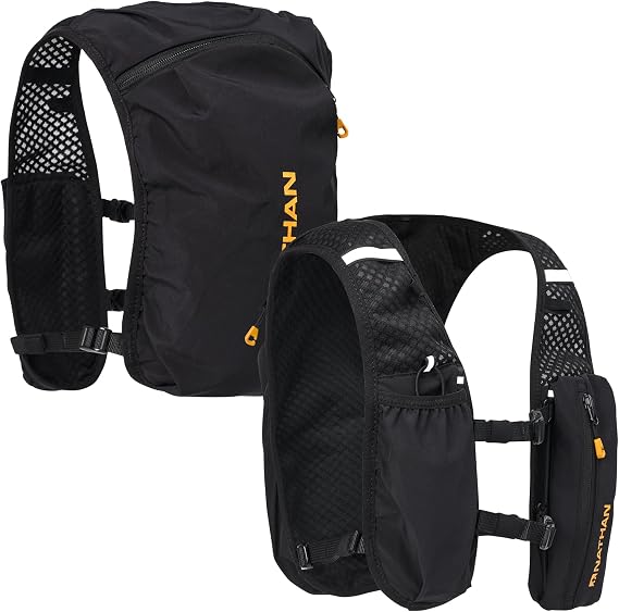 Nathan Running Hydration Vest Lightweight Running Vest for Men & Women Adjustable Backpack for Marathons Reflective Hydration Backpack OSFM Black