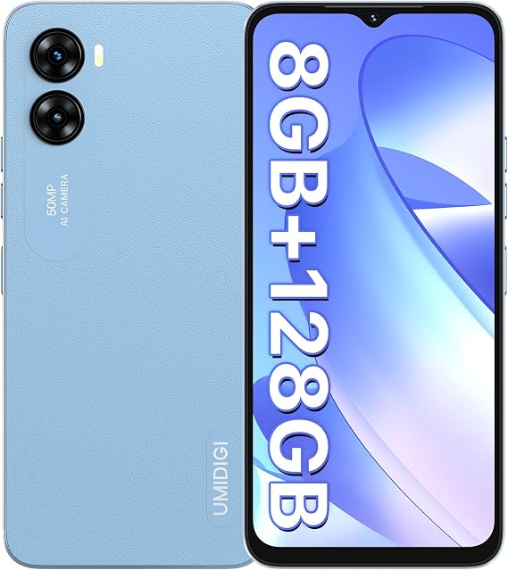 UMIDIGI G3 MAX (8+128GB) Android 13 Unlocked Cell Phone,50MP Ultra-Clear AI Camera Smartphone,6.6-inch FHD Display Android Phone,5150mAh Massive Battery Mobile Phone Support Expandable Up to 1TB