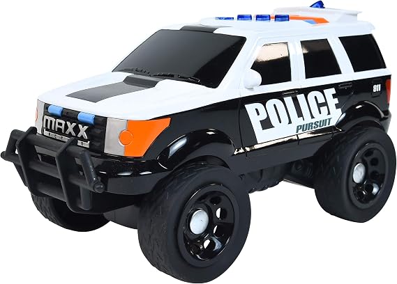 Maxx Action Large Police Car Toy - Lights & Sounds - Ages 3-8 | 11.75 in Length, Rubber Grip Tires, 3xAA Batteries Included, Self-Propelled Motor, Multicolor, 6 in H x 5 in W