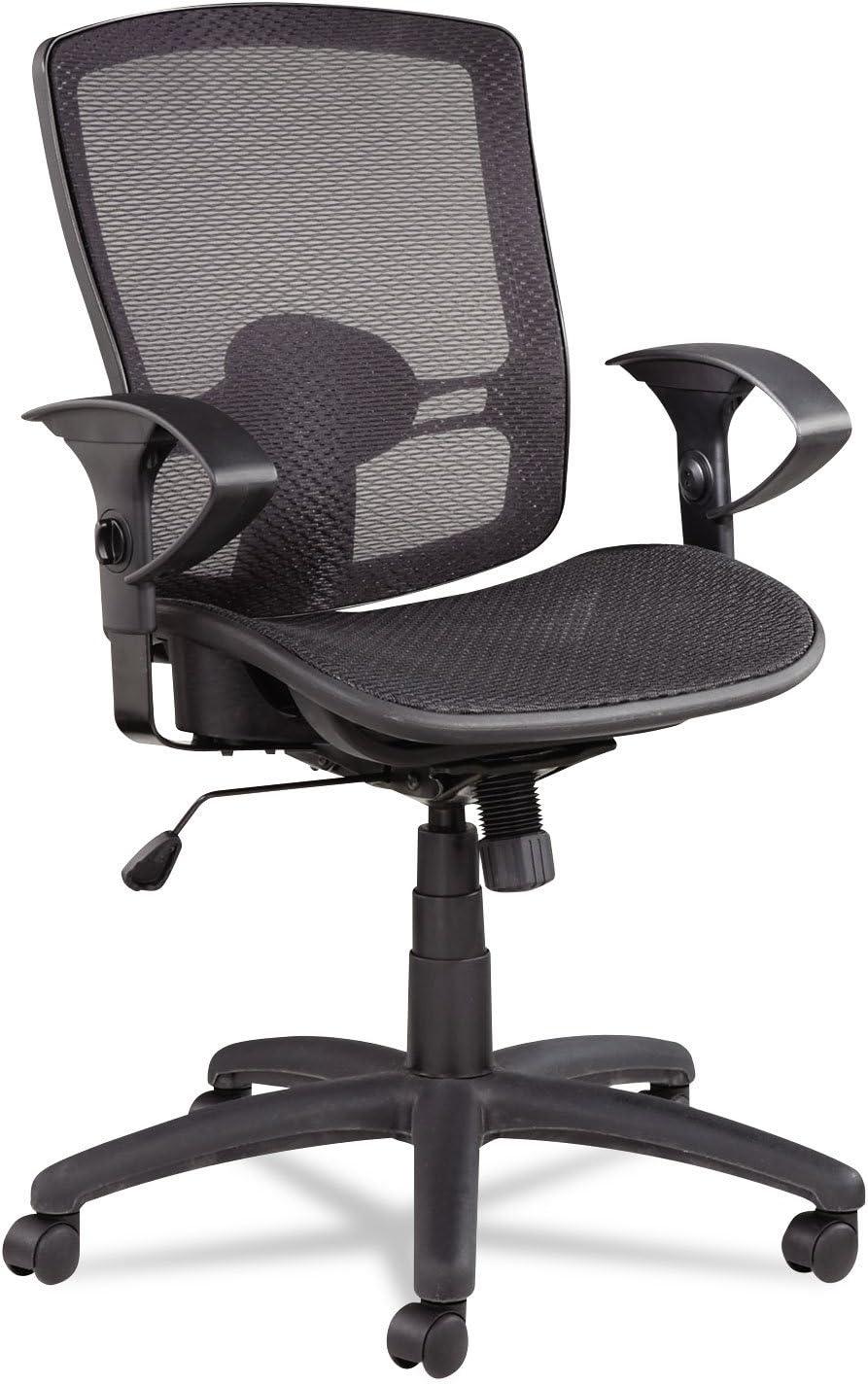 Alera ET4218 Etros Series Mesh Mid-Back Synchro Tilt Chair, Mesh Backseat, Black