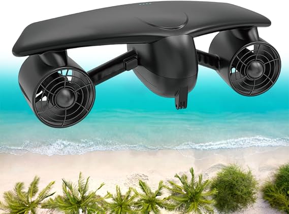 Underwater Scooter,Dual Motors Scooter for Pool,Underwater Booster,2 Level Speed Adjustment,Battery Display,Colorful Body (Black)