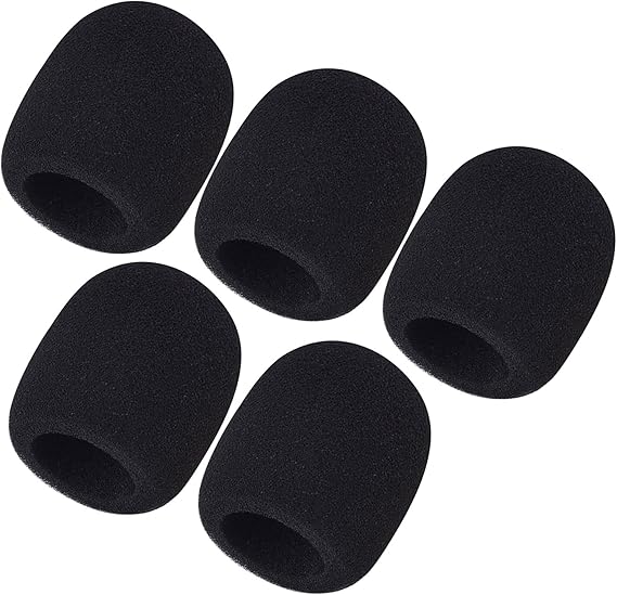 Mudder 5 Pack Foam Mic Cover Handheld Microphone Windscreen (5 Pack) | Fits Handheld Mics, Microphone Pop Filter,Microphone Muffler,Foam Microphone Cover, Snug Fit Ball Shape