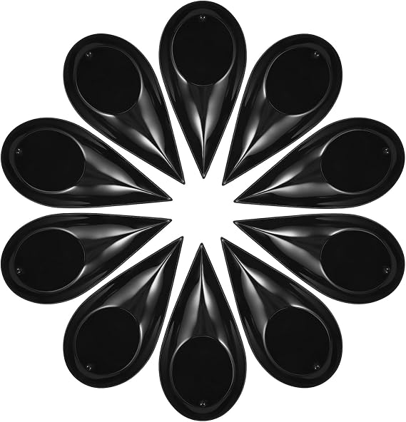 100pcs Black Reusable Plastic Dessert Serving Spoons with Mini Tear-drop Appetizer Plates, Multi-use Food Display Trays for Party and Catering
