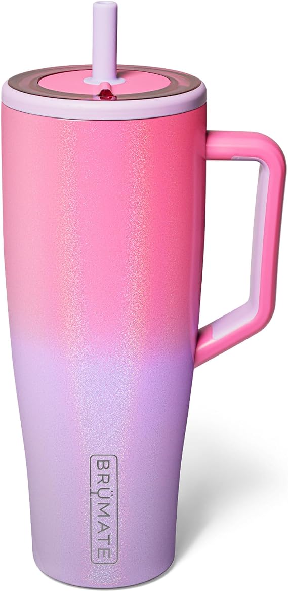 BruMate Era 40 oz Tumbler with Handle and Straw | 100% Leakproof Insulated Tumbler with Lid and Flexible SoftSip Straw | Made of Stainless Steel | Cup Holder Friendly Base | 40oz (Cotton Candy)