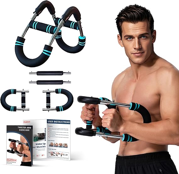MUZMDNI Twister Arm Trainer Equipment Adjustable Spring Workout Bar Fitness, Forearm Triceps Chest Enhanced Exercise Strengthener, Upper Body Strength Training Machine for Men