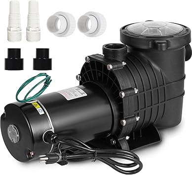 TOPDEEP 1.5 HP Pool Pump Inground, Self Primming pool pump above ground, Single Speed Swimming pool pumps Dual voltage with Strainer Basket & 2Pcs 1-1/2NPT Connectors