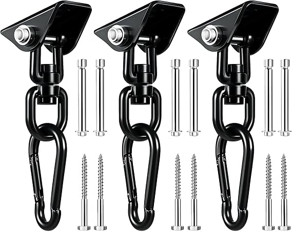 Hammock Hanging Kit, 360 Rotating Heavy Duty Swing Chair Hook 1200 lbs Capacity, Ceiling Mount Hammock Chair Hardware with Carabiner for Indoor Outdoor Yoga, Tree, Porch, Seat, Home Gym
