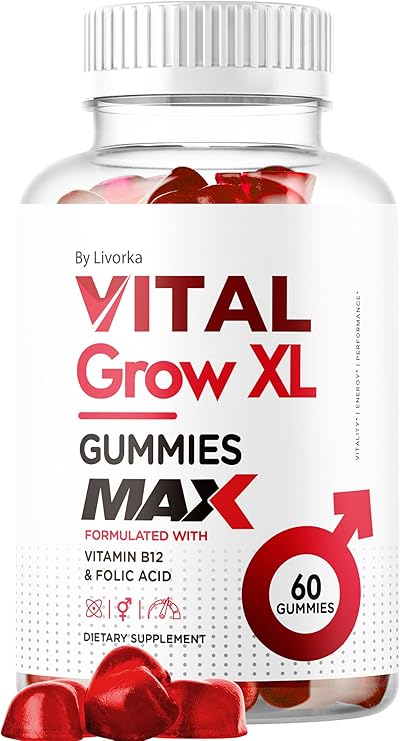 Vital Grow XL Male Gummies - Men's Performance Gummies 1050MG Vital GrowXL Blend, Vital Growth Gummy Advanced Formula, 60 Gummies for 1 Month