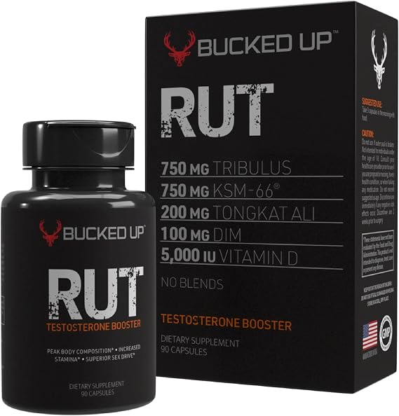 Bucked Up RUT - Testo Booster - Best All-Natural Test Formula for Men - Energy, Endurance, Strength, and Stamina Booster - Muscle Composition Aid - Male Supplements (90 Capsules/Pills)