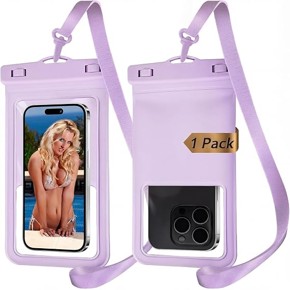 MOLOPPO Waterproof Phone Pouch, Large, Purple, for iPhone 15 16 17 Pro Max | Card Slot Inside, Beach Essentials, Waterproof